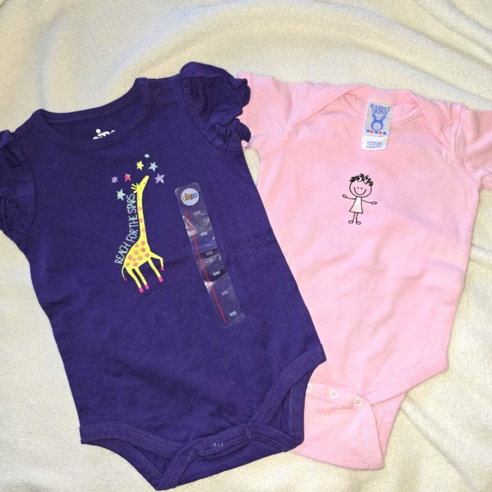 Purple and Pink Baby Girl Short Sleeve Bodysuits, 1 is NEW!
